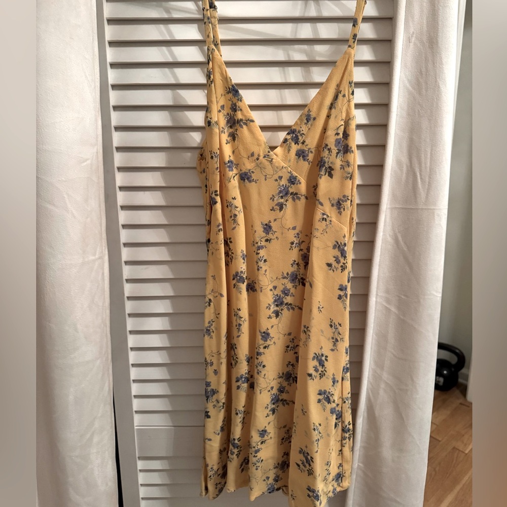 Reformation yellow and blue floral slip style dress size small/xs